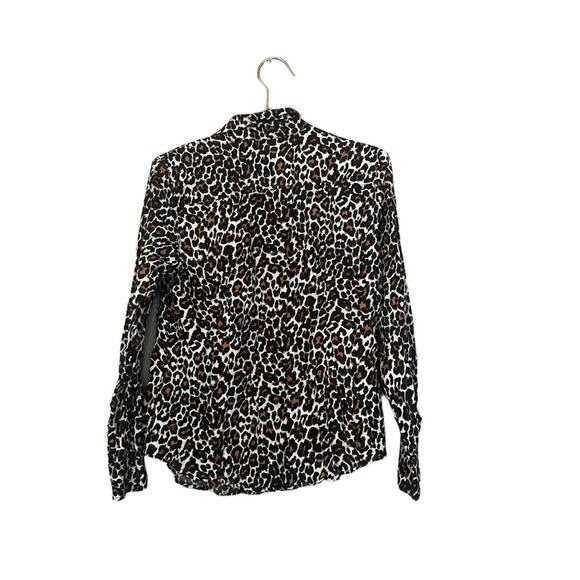 J. Crew leopard-print button-down‎ blouse slim size 4 - Picture 2 of 6